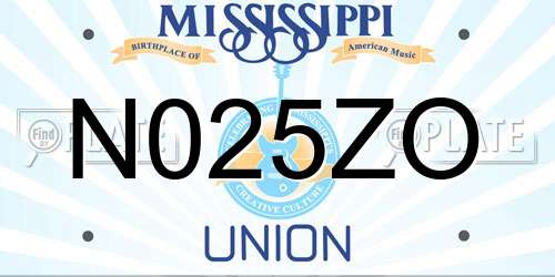 N025ZO Mississippi License Plate