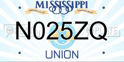 N025ZQ Mississippi License Plate