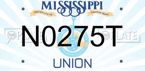 N0275T Mississippi License Plate