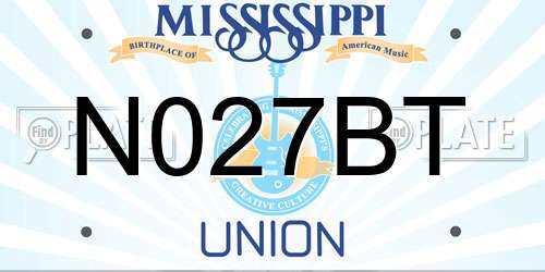 N027BT Mississippi License Plate