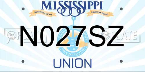 N027SZ Mississippi License Plate