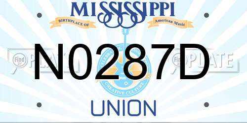 N0287D Mississippi License Plate