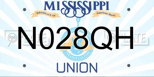 N028QH Mississippi License Plate