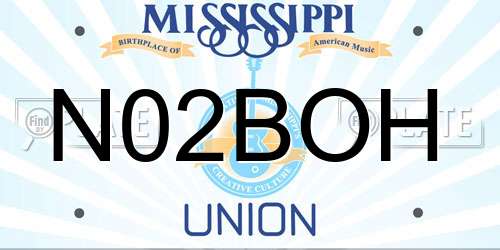 N02BOH Mississippi License Plate