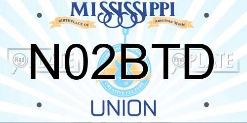N02BTD Mississippi License Plate