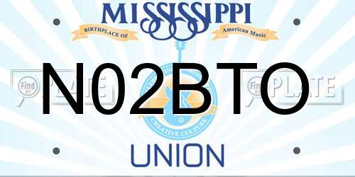 N02BTO Mississippi License Plate