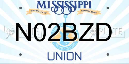 N02BZD Mississippi License Plate