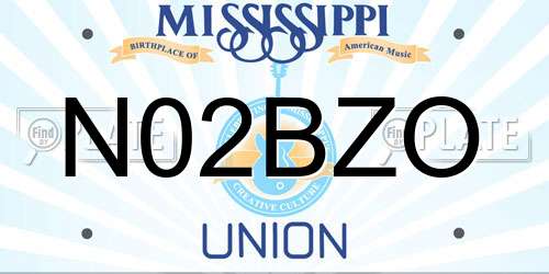 N02BZO Mississippi License Plate