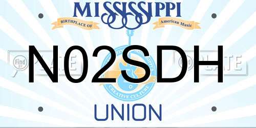 N02SDH Mississippi License Plate