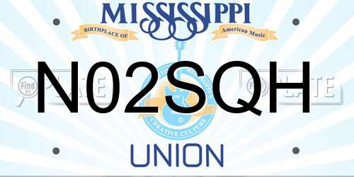 N02SQH Mississippi License Plate