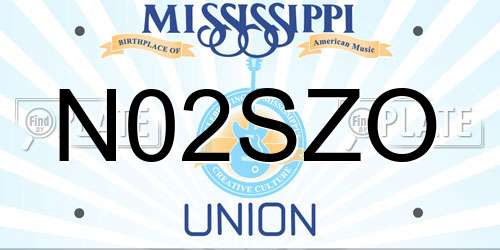 N02SZO Mississippi License Plate