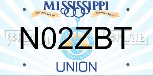 N02ZBT Mississippi License Plate