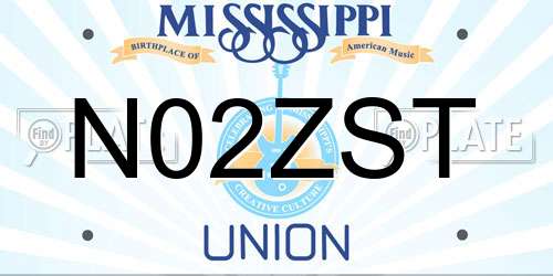 N02ZST Mississippi License Plate