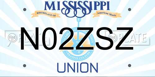 N02ZSZ Mississippi License Plate