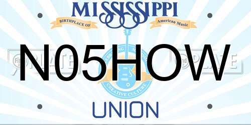 N05HOW Mississippi License Plate