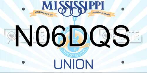 N06DQS Mississippi License Plate