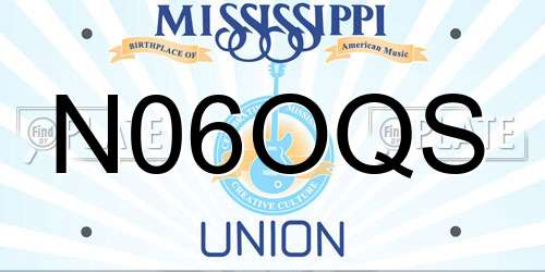 N06OQS Mississippi License Plate