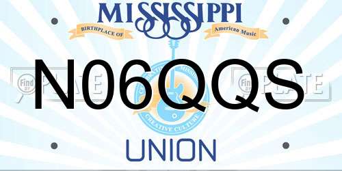 N06QQS Mississippi License Plate