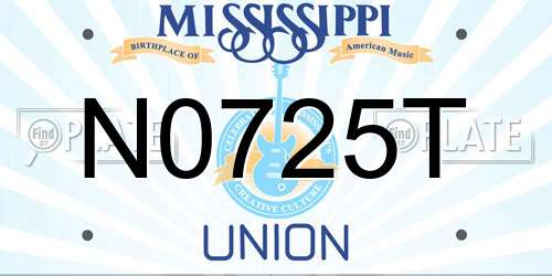 N0725T Mississippi License Plate
