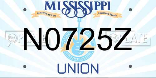 N0725Z Mississippi License Plate