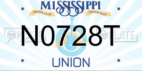 N0728T Mississippi License Plate