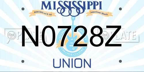 N0728Z Mississippi License Plate