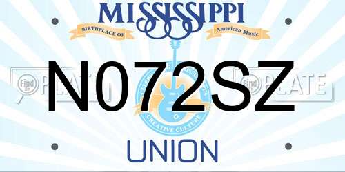 N072SZ Mississippi License Plate