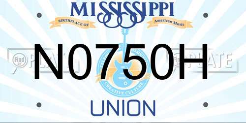 N0750H Mississippi License Plate