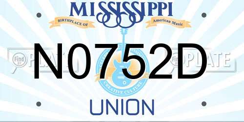 N0752D Mississippi License Plate
