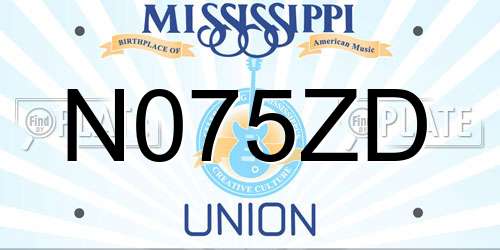 N075ZD Mississippi License Plate
