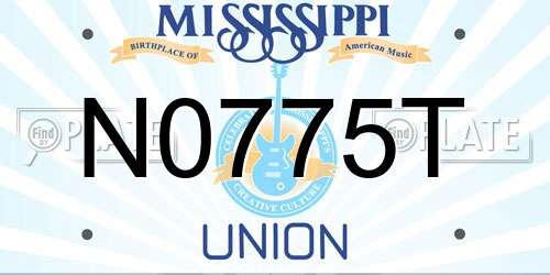 N0775T Mississippi License Plate