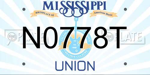 N0778T Mississippi License Plate