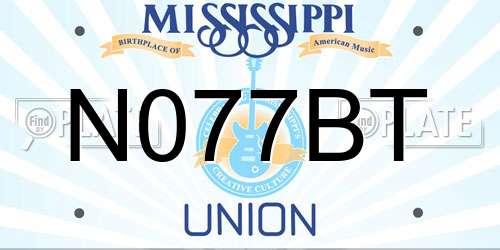 N077BT Mississippi License Plate