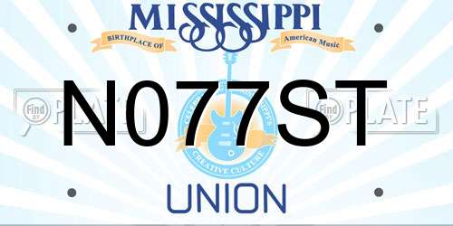 N077ST Mississippi License Plate
