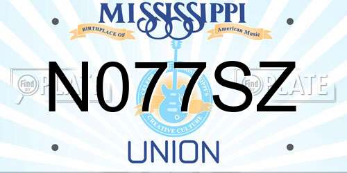 N077SZ Mississippi License Plate
