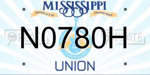 N0780H Mississippi License Plate