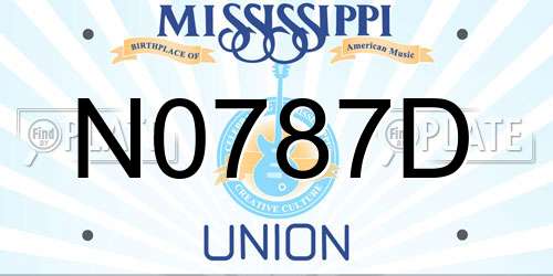 N0787D Mississippi License Plate
