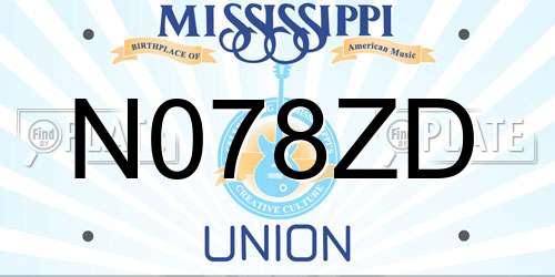 N078ZD Mississippi License Plate
