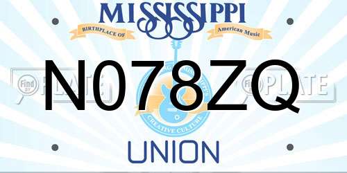 N078ZQ Mississippi License Plate