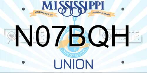 N07BQH Mississippi License Plate