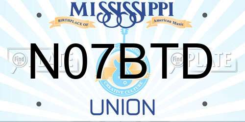 N07BTD Mississippi License Plate