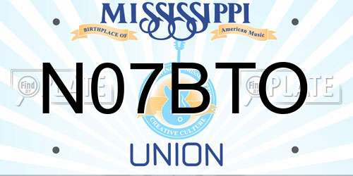 N07BTO Mississippi License Plate