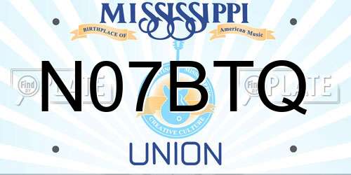 N07BTQ Mississippi License Plate