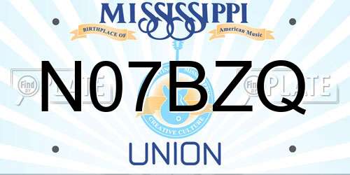 N07BZQ Mississippi License Plate