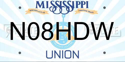 N08HDW Mississippi License Plate