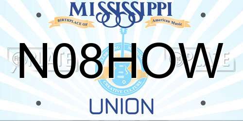 N08HOW Mississippi License Plate