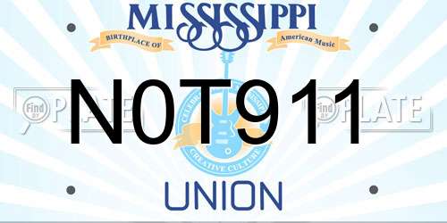 N0T911 Mississippi License Plate