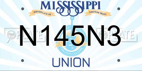 N145N3 Mississippi License Plate