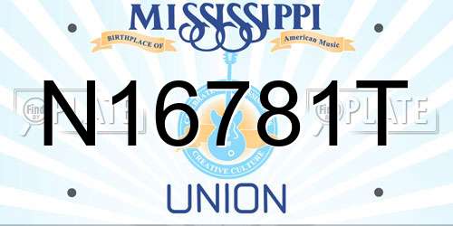 N16781T Mississippi License Plate