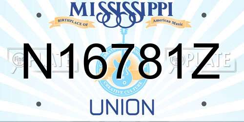 N16781Z Mississippi License Plate
